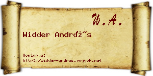 Widder András névjegykártya